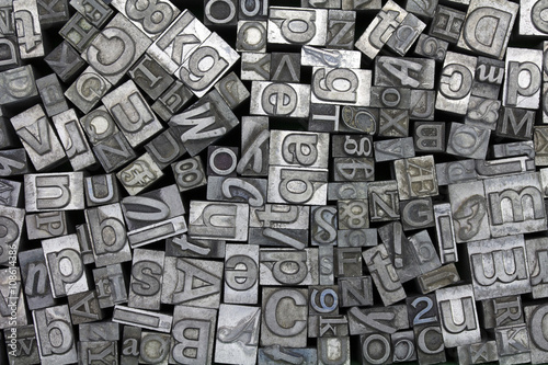 Close up of typeset letters