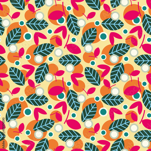 Elegant seamless pattern with leaves, vector illustration.