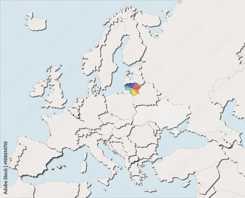 Obraz premium Mappa EU bianca e colore Lithuania