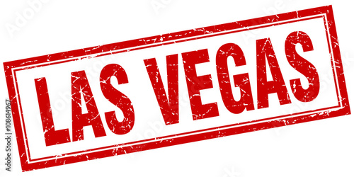 Las Vegas red square grunge stamp on white