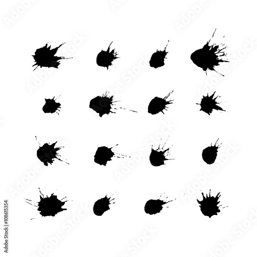 Vector set of splash brush strokes.