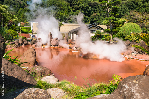 Chinoike Jigoku.or Blood pond hell in Beppu, Oita, Japan.