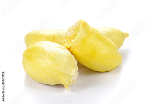 Durian , King of Fruits on white background.