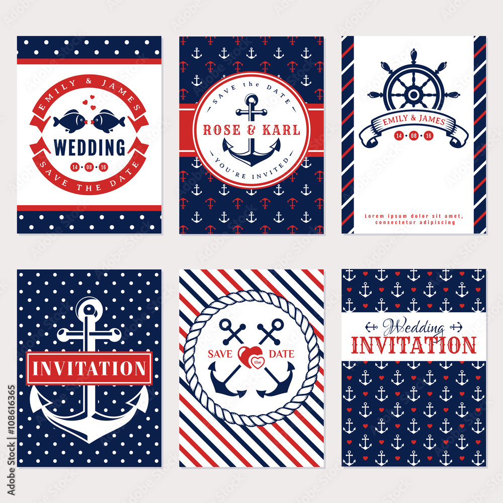 Nautical wedding invitations. Stock Vector | Adobe Stock