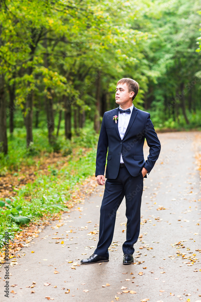 Portrait of the groom on their wedding day. Portrait of the groom on their wedding day.