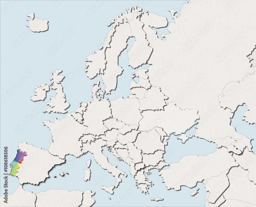 Mappa EU bianca e colore Portugal