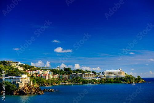 Sunset in St. Thomas from Carnival Cruise Line Ship to Marriott Beach Resort