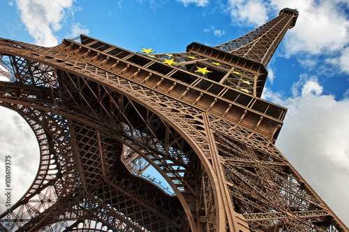 The Eiffel Tower in Paris shot against blue sky, France © sichkarenko_com
