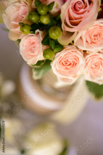 Bouquet of roses arranged in a vase