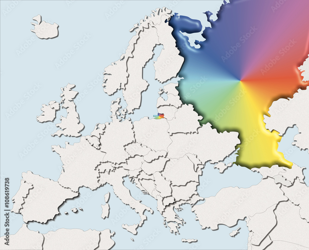 Mappa EU bianca e colore Russia
