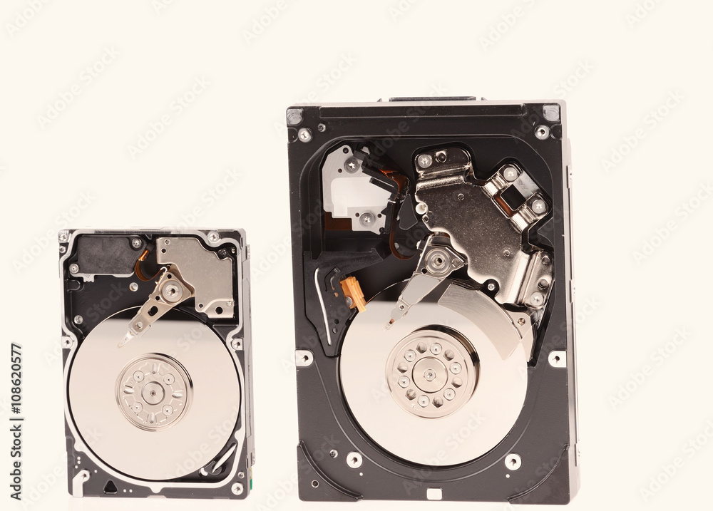 open hard disk drive isolated on white background open hard disk drive isolated on white background