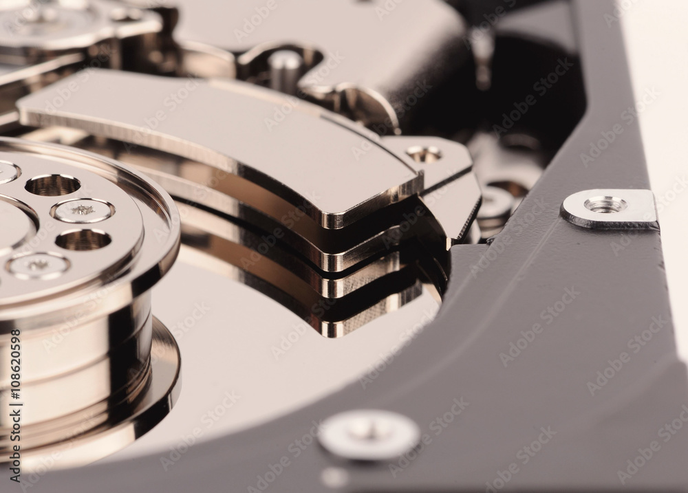 open hard disk drive isolated on white background open hard disk drive isolated on white background