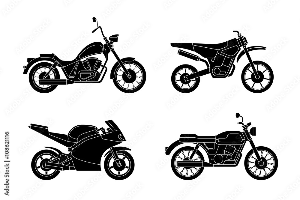 Naklejka premium Zestaw sylwetki motocykli.