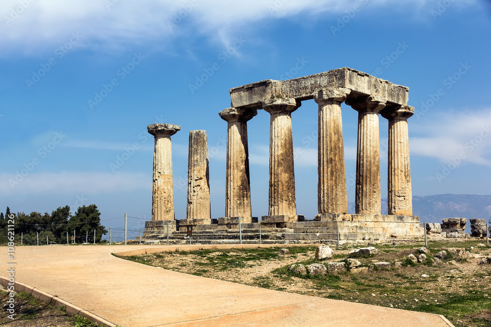 Apollo temple ruins in Corinth, Greece