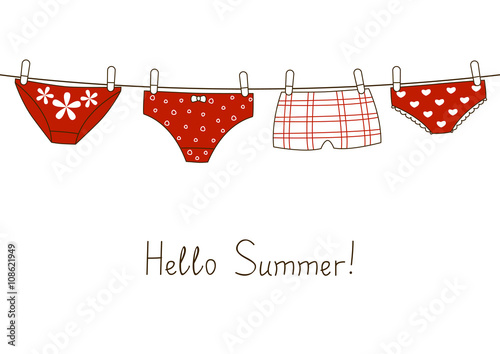Cute red panties on clothesline