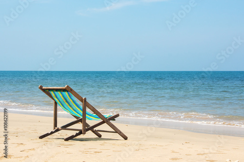 Deckchair  chair on the beach in sunshine day.