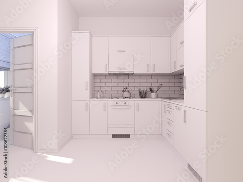 3D visualization of interior design living in a studio apartment