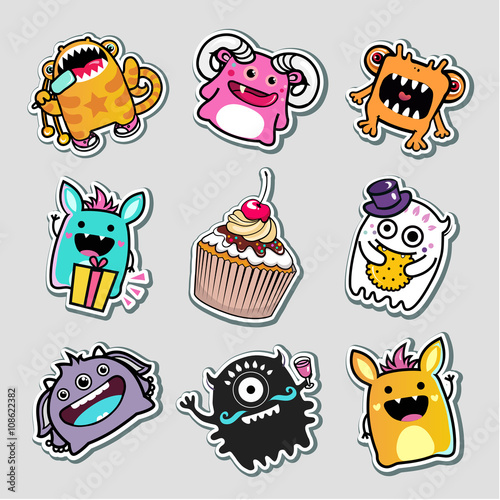 vector Stickers monsters for kids