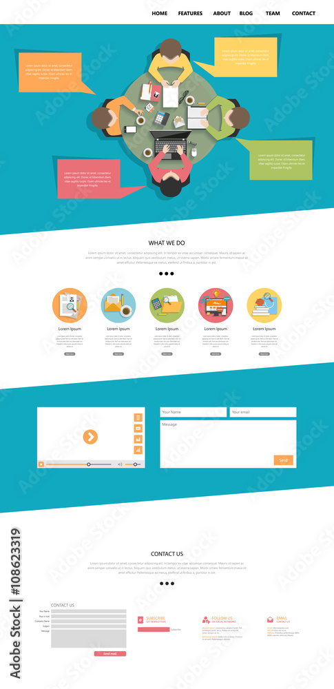 Flat Design One Page Website Template 