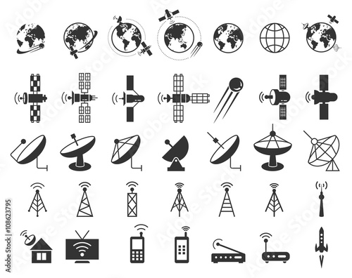 Satellite icons vector Fototapete