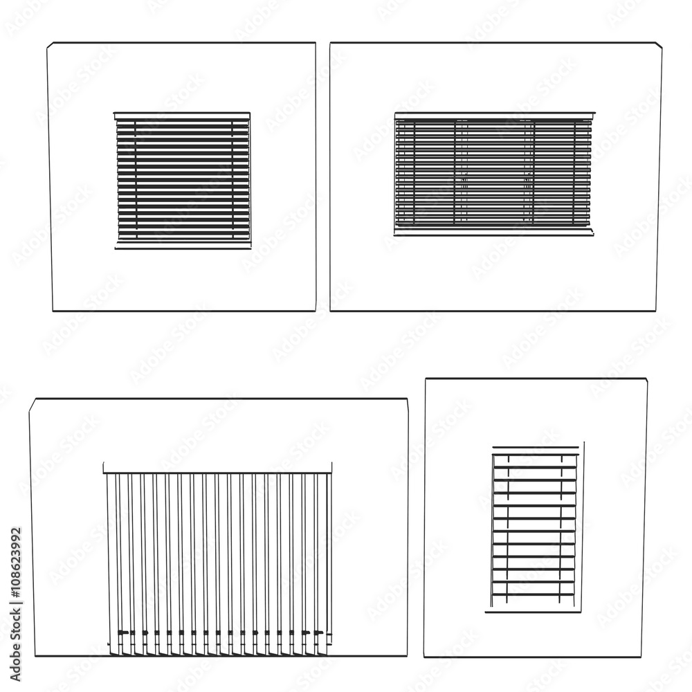 2d cartoon illustration of blind and windows 2d cartoon illustration of blind and windows