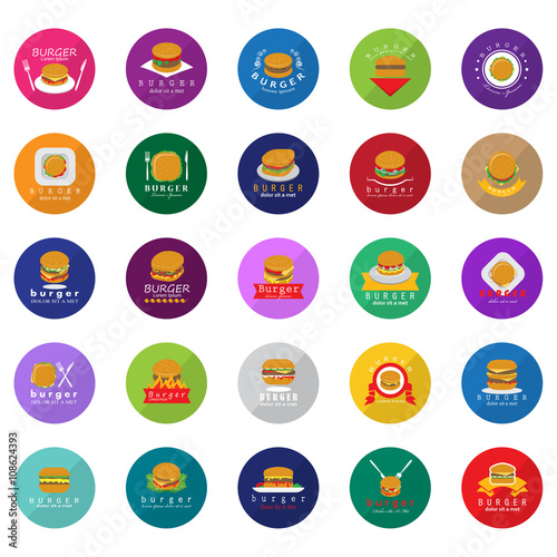 Burger Icons Set - Vector Illustration