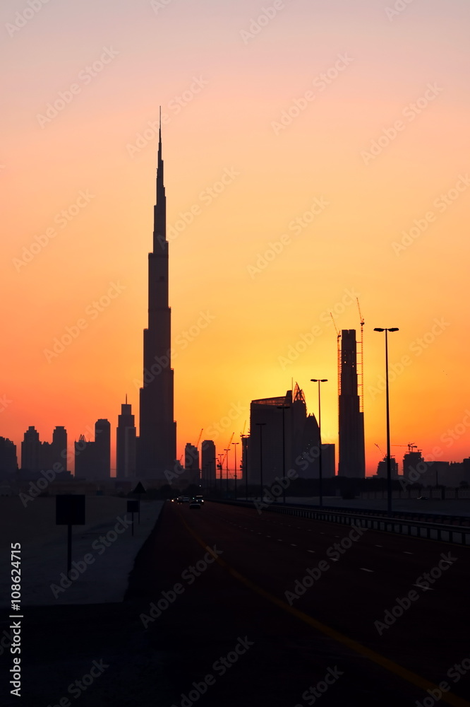 business bay and burj Khalifa landscape , Dubai, United Arab Emirates