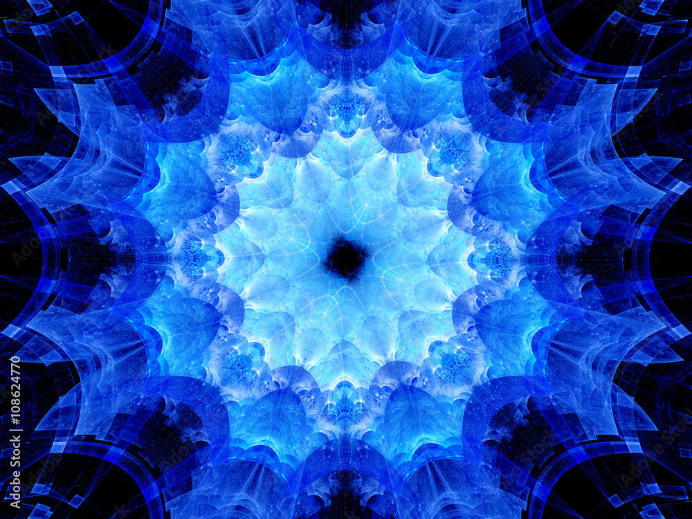 Fototapeta premium Blue glowing mandala artwork