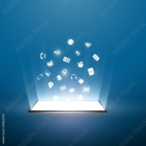 Smart Mobile Phone Vector Illustration with icons coming out.