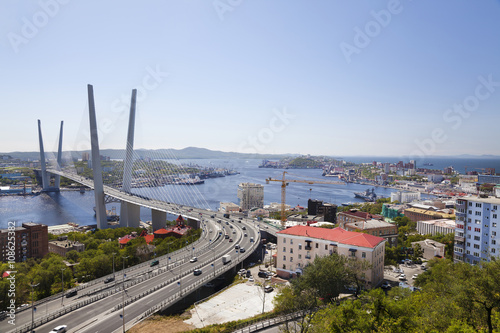 Golden bridge over Zolotoy Rog Bay. Vladivostok. Russia