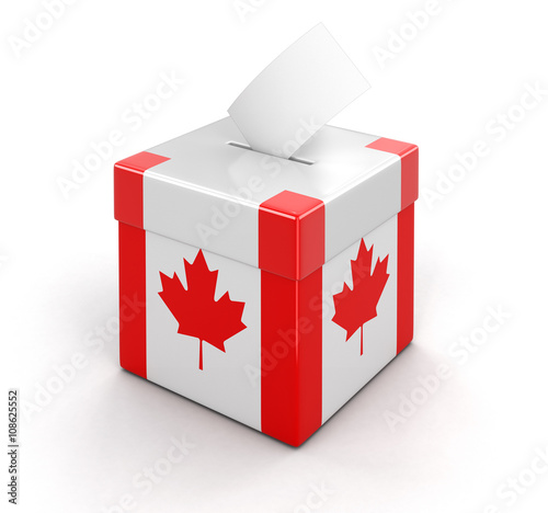 Ballot Box with Canadian flag. Image with clipping path