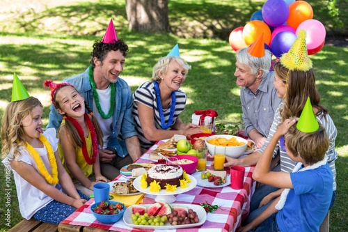  Happy family celebrating a birthday