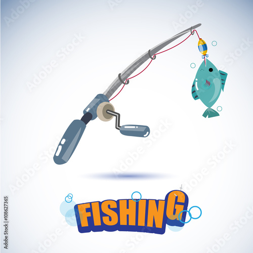 fishing rod - vector