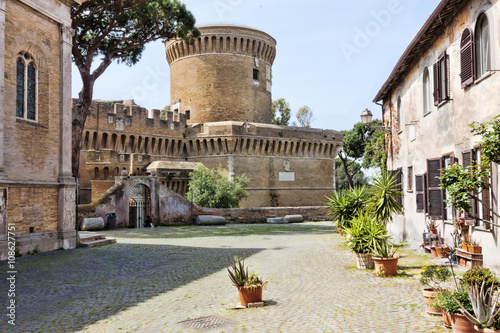 Glimpse of Medieval village of Ostia Antica - Italy