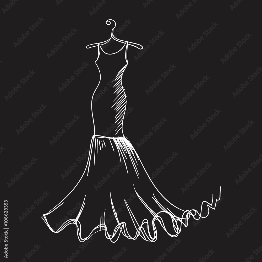 Fototapeta premium ball gown hand drawing on a hanger