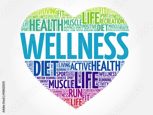WELLNESS heart word cloud, fitness, sport, health concept
