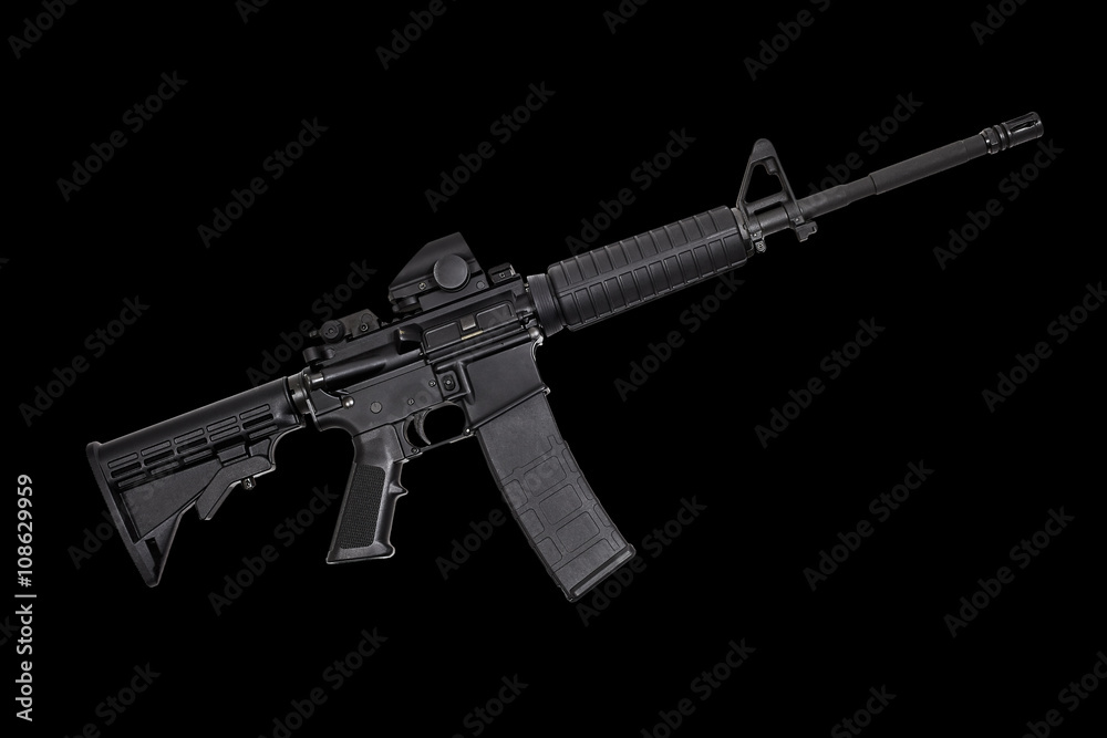 AR15 M4A1 Style Weapon USA Combat Automatic Rifle on black AR15 M4A1 Style Weapon USA Combat Automatic Rifle on black