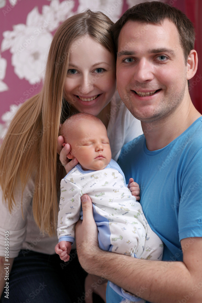 Young couple parent with baby boy