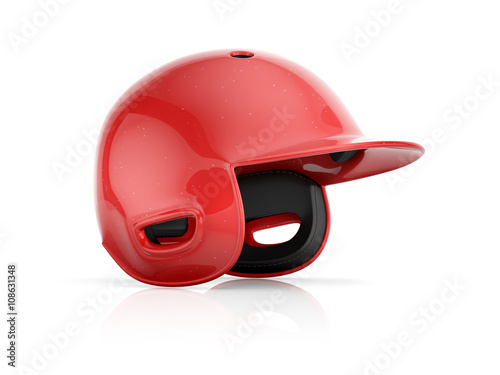 Red baseball helmet isolated on a white background