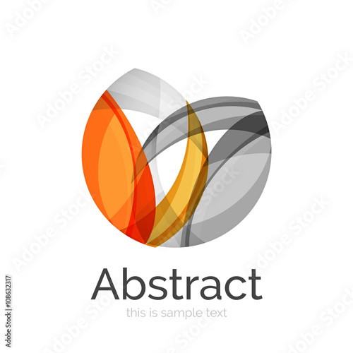 Circle logo. Transparent overlapping swirl shapes. Modern clean business icon