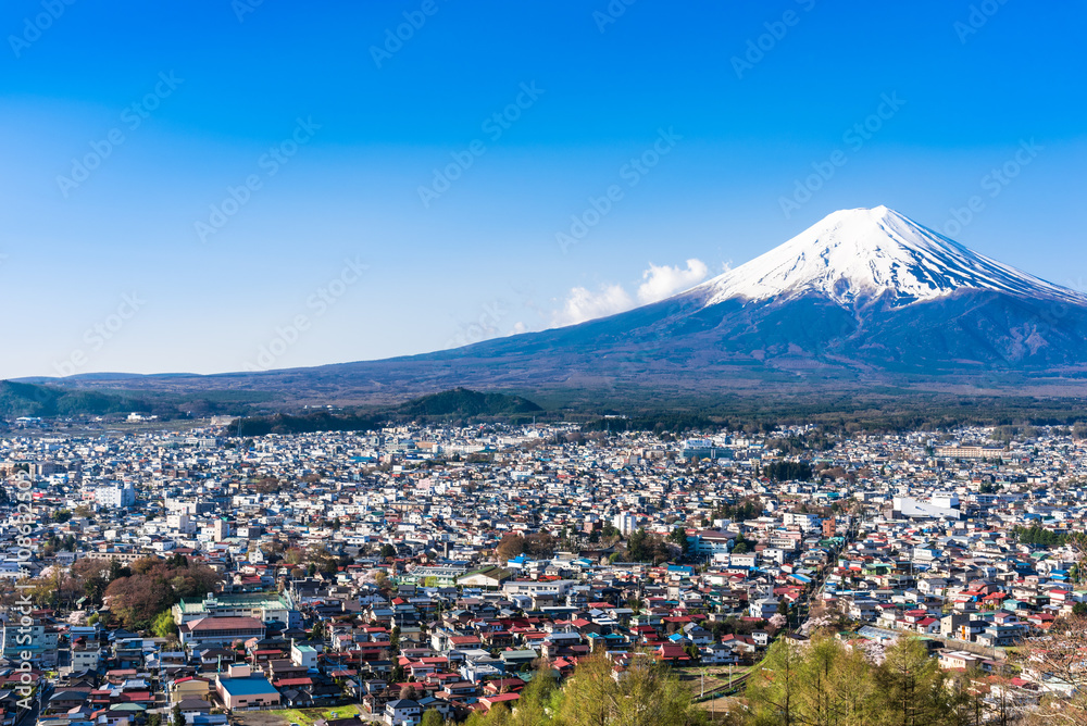 富士山と富士吉田の街並み