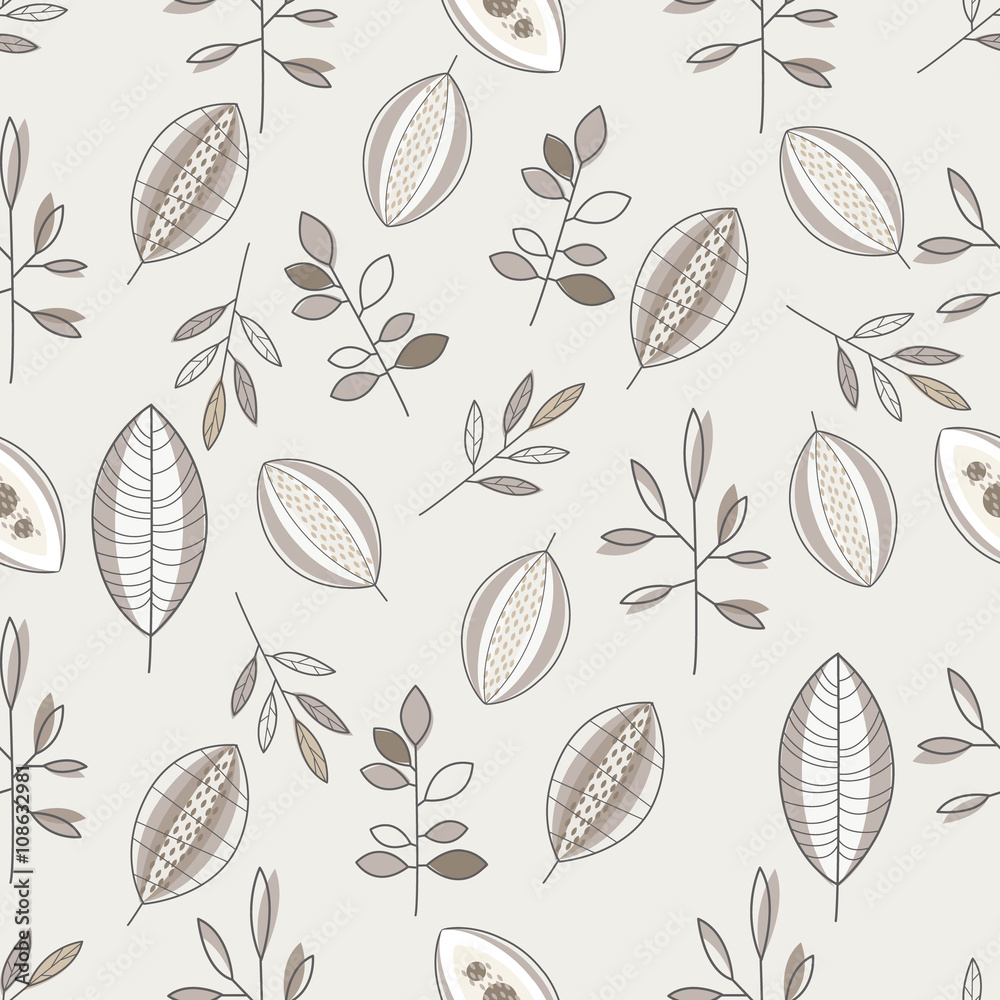 Seamless Leaf Hand Drawn Pattern Seamless Leaf Hand Drawn Pattern