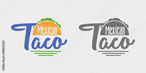 Taco icon or logo concept. Vector dark grey and color icon on light grey background