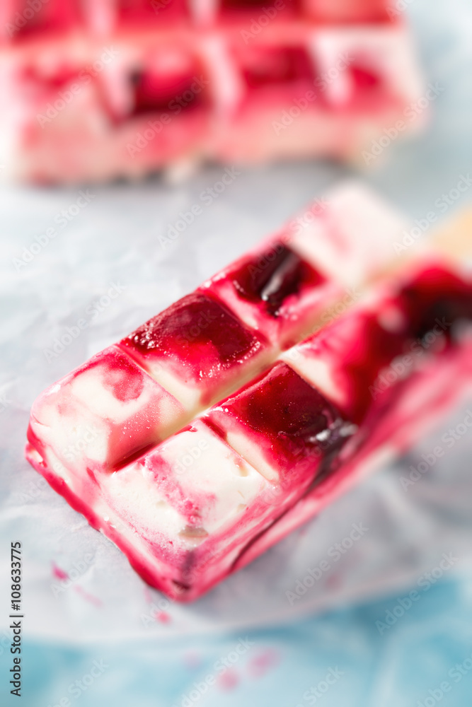 Two ice creams on wooden table Two ice creams on wooden table