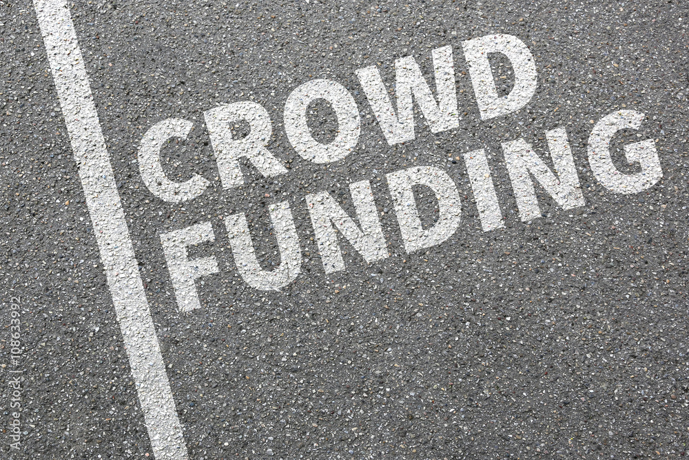 Fototapeta premium Crowd Funding Crowdfunding online Geld sammeln im Internet Busin