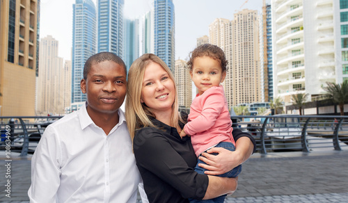 Photography multiracial family with little child in dubai
