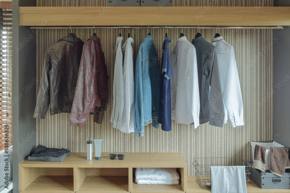 Jackets and shirts in brown color wardrobe