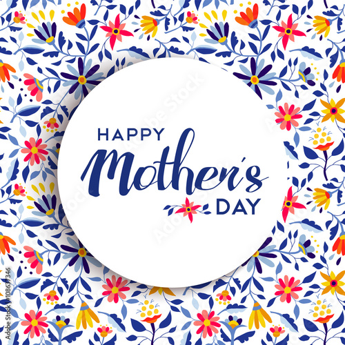 Happy mothers day floral background poster design