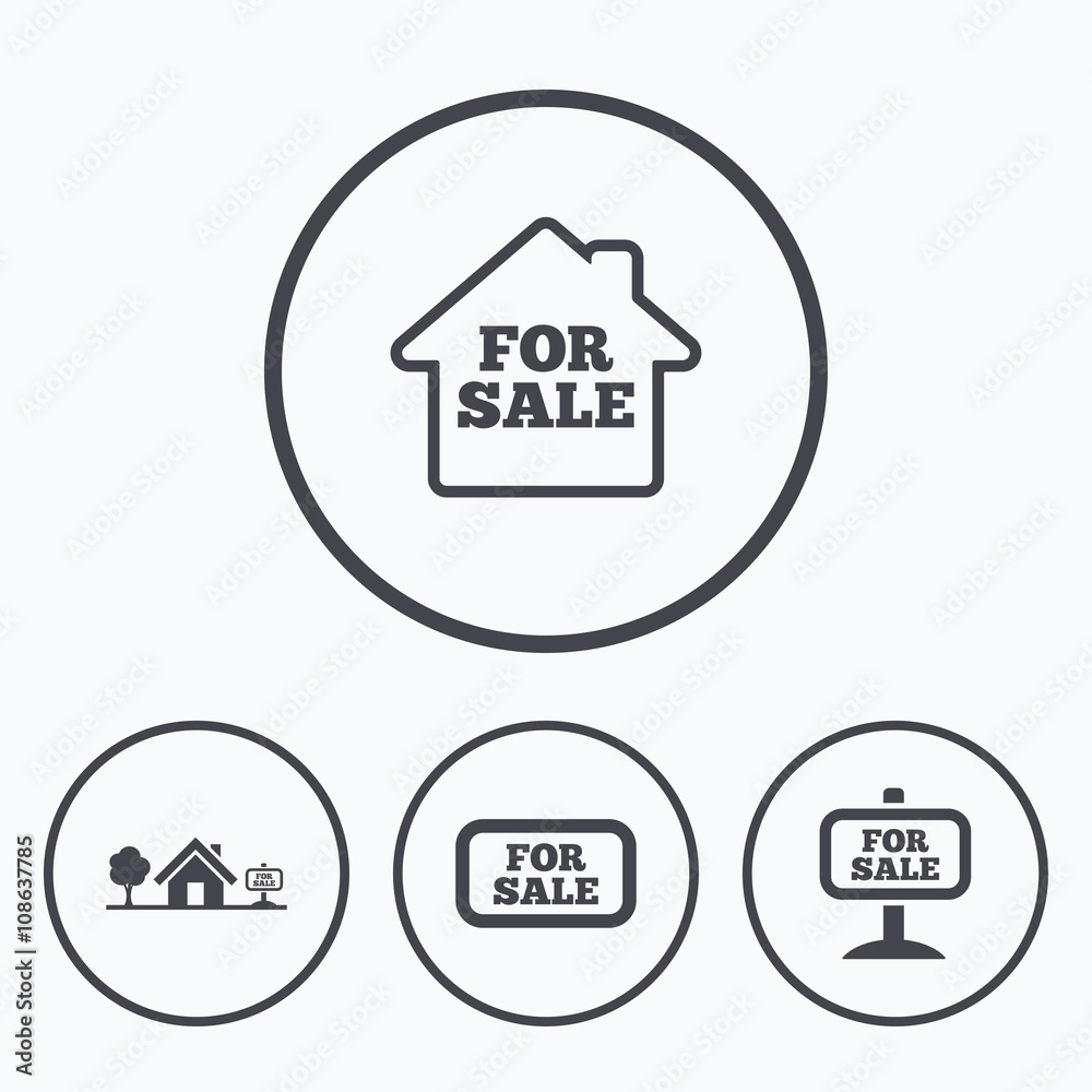 For sale icons. Real estate selling. For sale icons. Real estate selling.