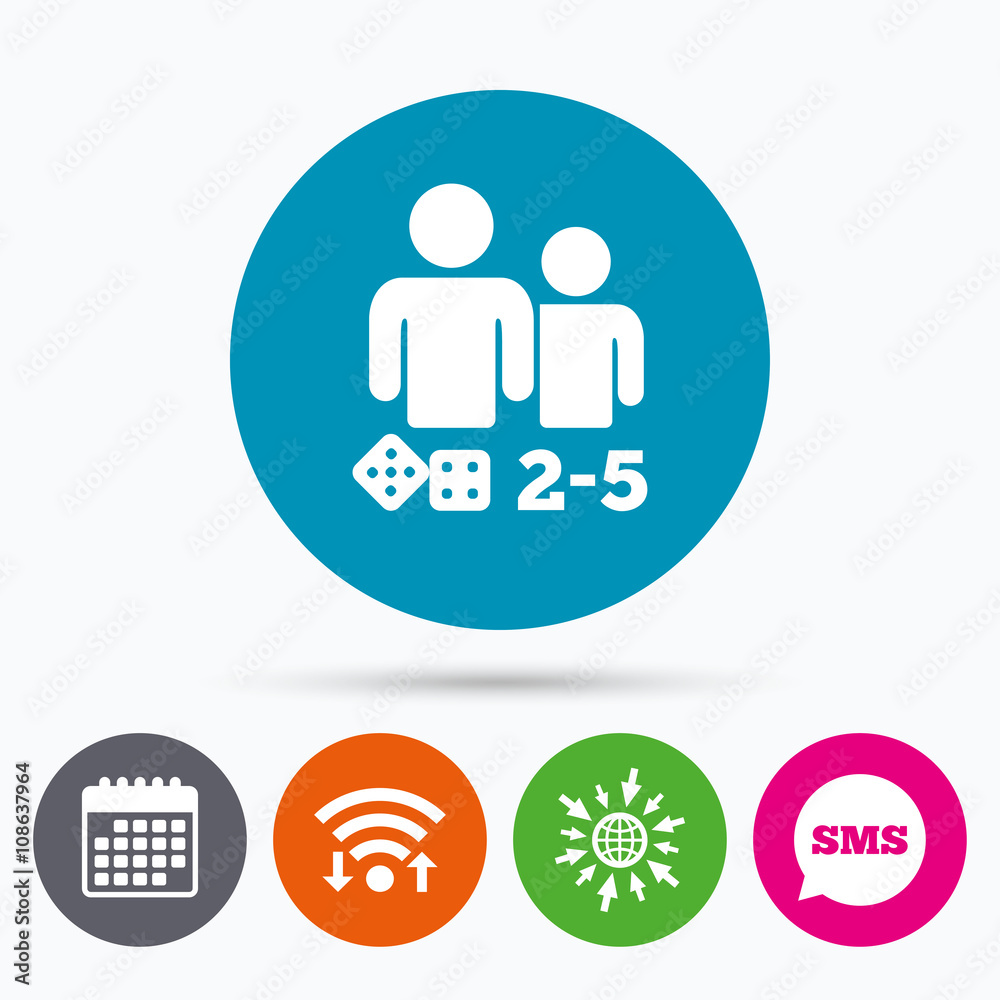 Board games sign icon. 2-5 players symbol. Board games sign icon. 2-5 players symbol.